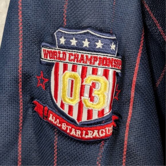 Veezo XL Jersey Shirt Mens Atlanta 03 Hip Hop Y2K Pinstripe Embroidered Rare - Picture 3 of 6